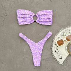 Women's Printed Pleated Bikini