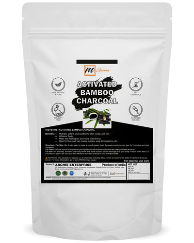 mGanna 100% Natural Activated Bamboo Charcoal for Teeth Cleaning Face Masks Scrubs and Soap Making 100 GMS 0.22 LBS