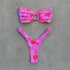 Women's Printed Pleated Bikini